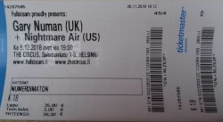 Gary Numan Helsink Ticket 2018